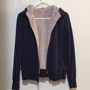 Uniqlo furry navy blue hoodie